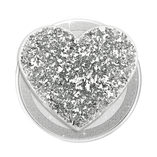 Confetti Heart Silver Sizzle — MagSafe PopGrip - US 69134