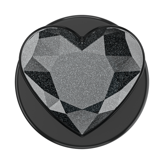 Crystal Heart Black Glitter —  MagSafe PopGrip - US 24053