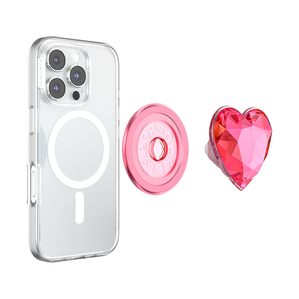 Crystal Heart Neon Pink —  MagSafe PopGrip - US 73127