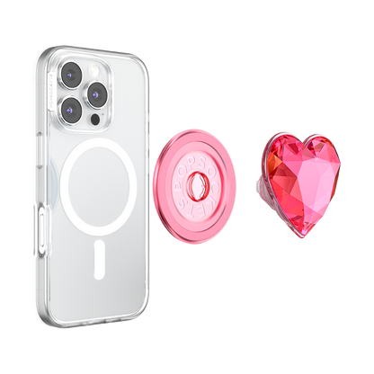 Crystal Heart Neon Pink —  MagSafe PopGrip - US 73127