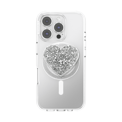 Confetti Heart Silver Sizzle — MagSafe PopGrip - US 55053
