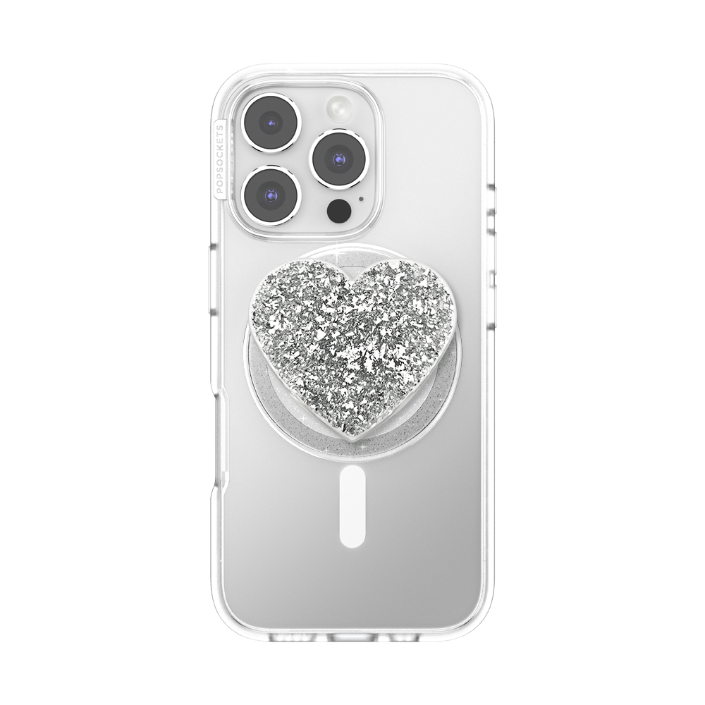 Confetti Heart Silver Sizzle — MagSafe PopGrip - US 37153