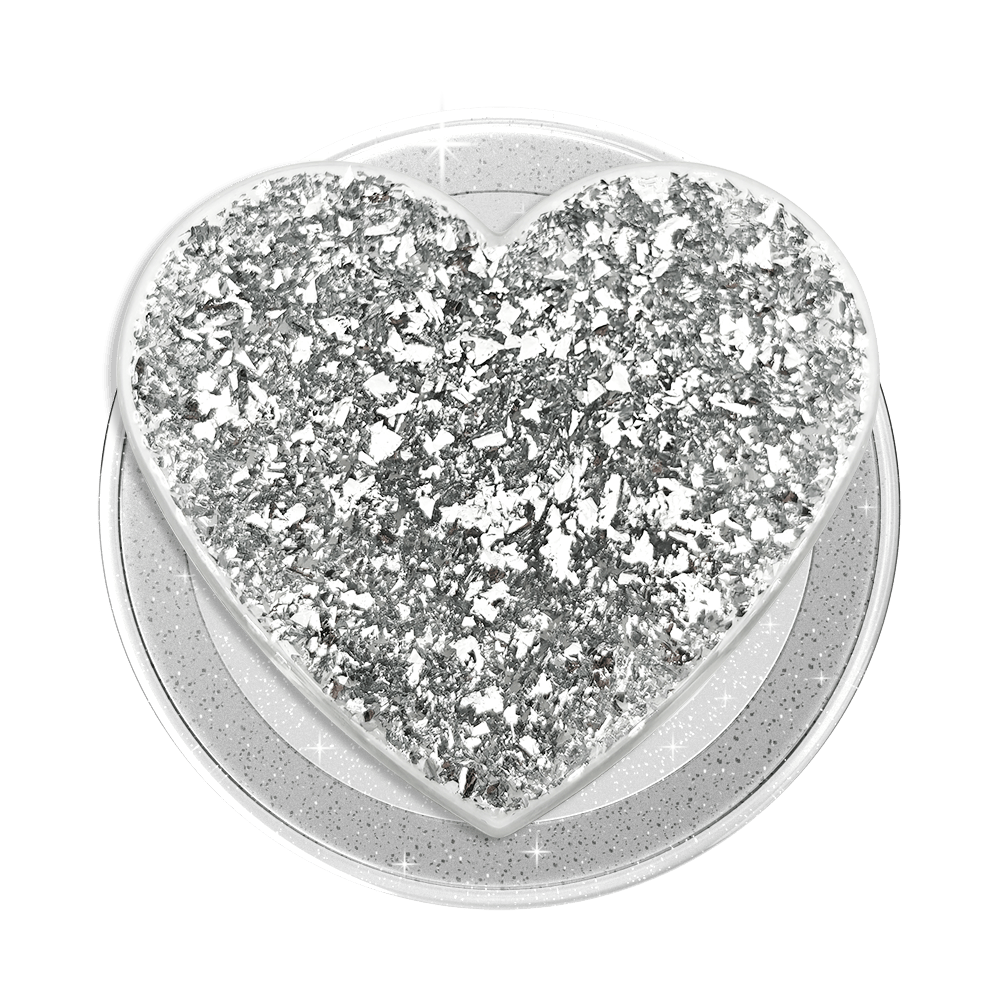 Confetti Heart Silver Sizzle — MagSafe PopGrip - US 37153