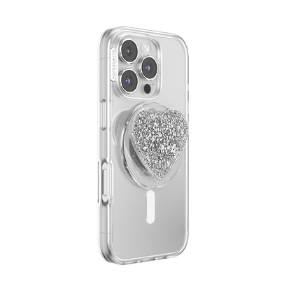Confetti Heart Silver Sizzle — MagSafe PopGrip - US 72290