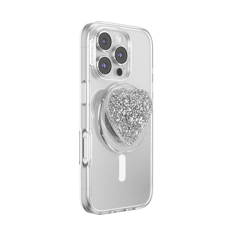 Confetti Heart Silver Sizzle — MagSafe PopGrip - US 94298