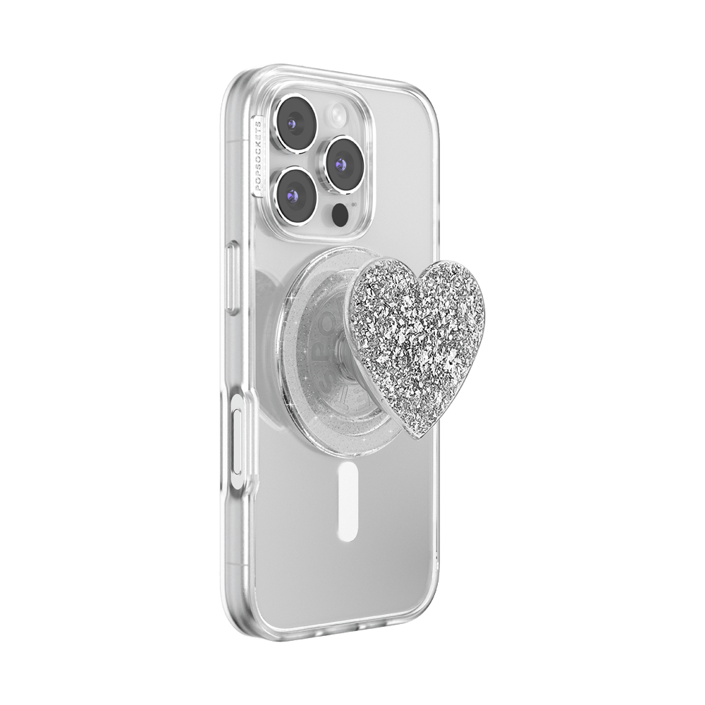 Confetti Heart Silver Sizzle — MagSafe PopGrip - US 69134