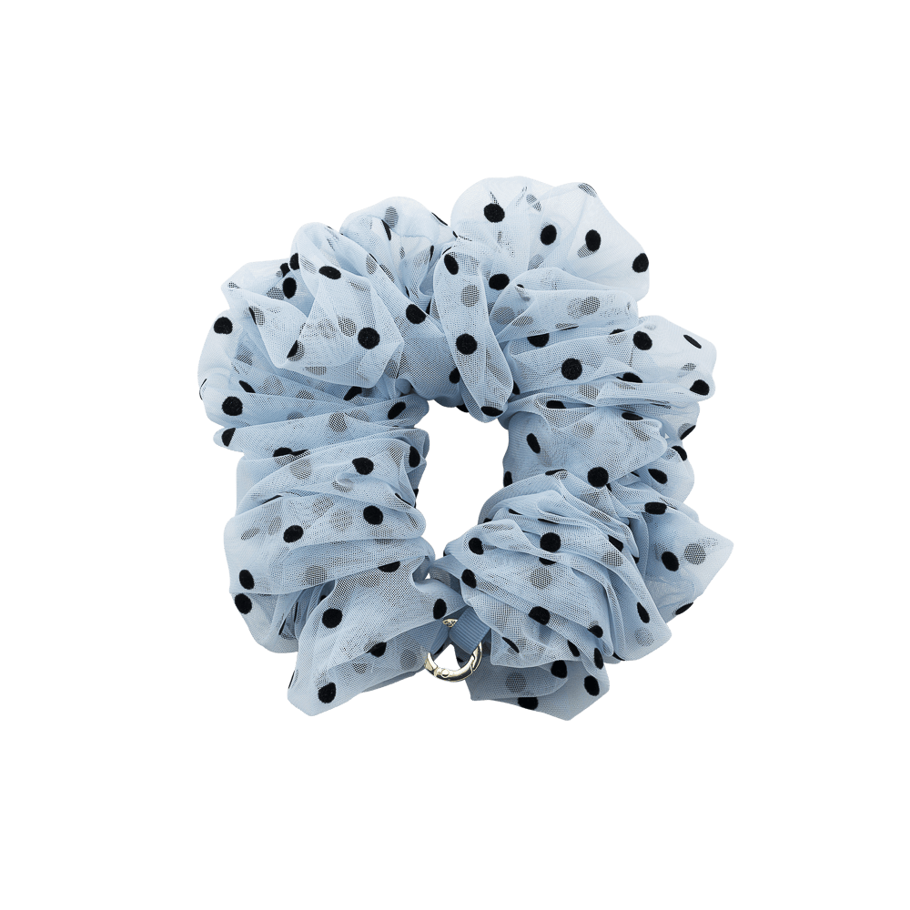 Polka Dot Tulle Blue Scrunchie —  Phone Wristlet - US 43067